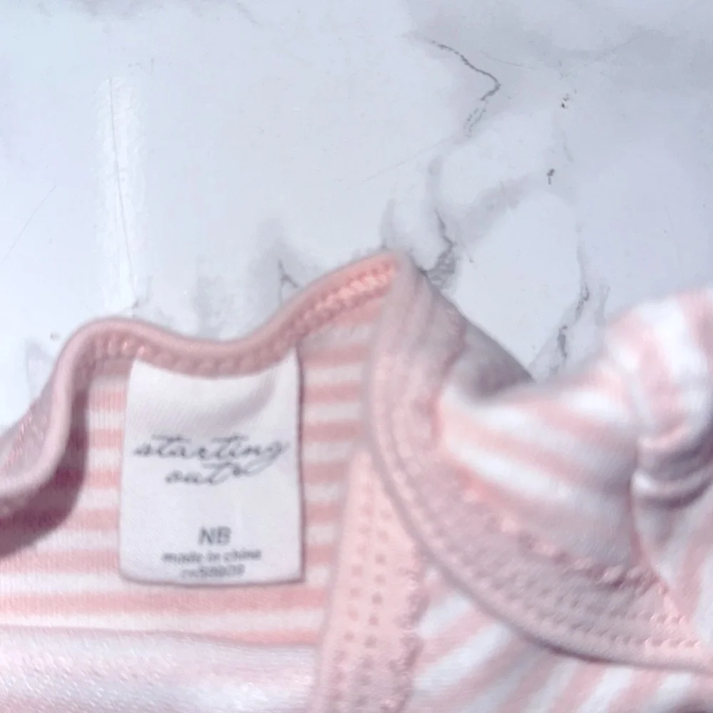 Starting Out Pink Striped Baby one piece with Animal Appliqué size newborn